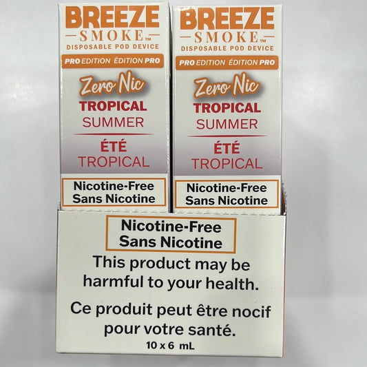 Breeze Smoke Pro Disposable Tropical Summer Zero Nic 6ml