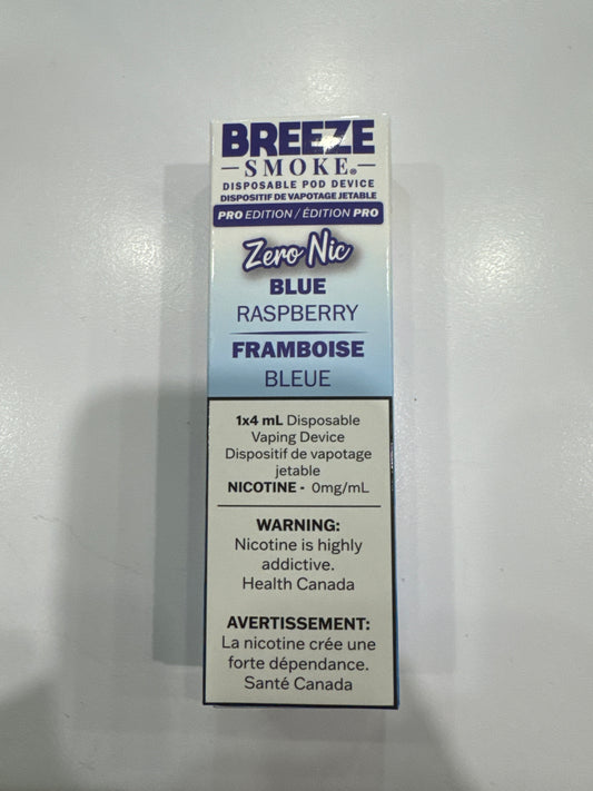 Breeze Smoke Pro Disposable Blue Raspberry Nic Free 4ml ONT