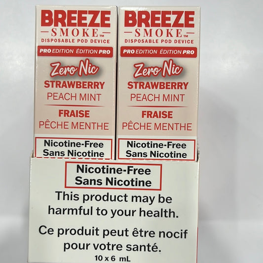 Breeze Smoke Pro Disposable Strawberry Peach Mint Zero Nic 6ml