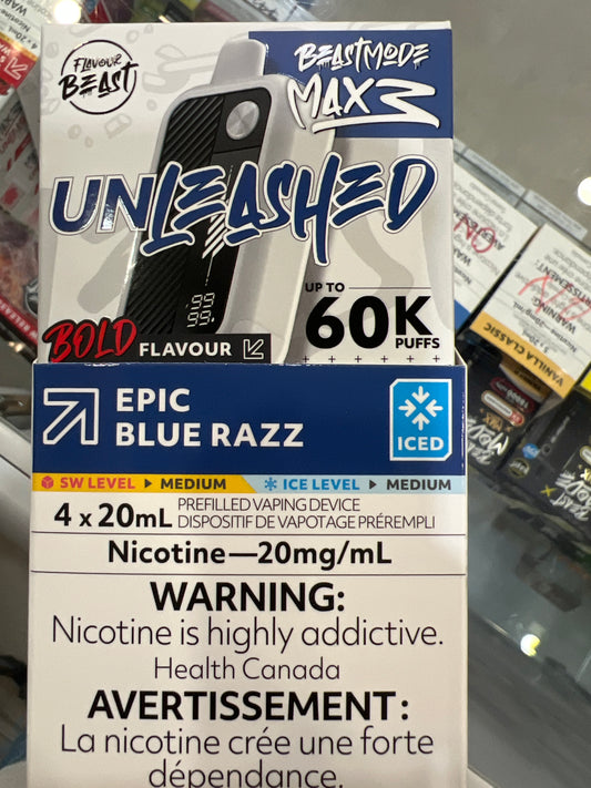 Flavour Beast Disposable Mode Max 3 60K Unleashed Epic Blue Razz ONT