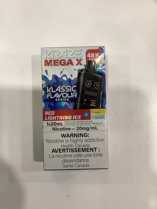 Kraze Mega X 48K Disposable Red Lightning Ice