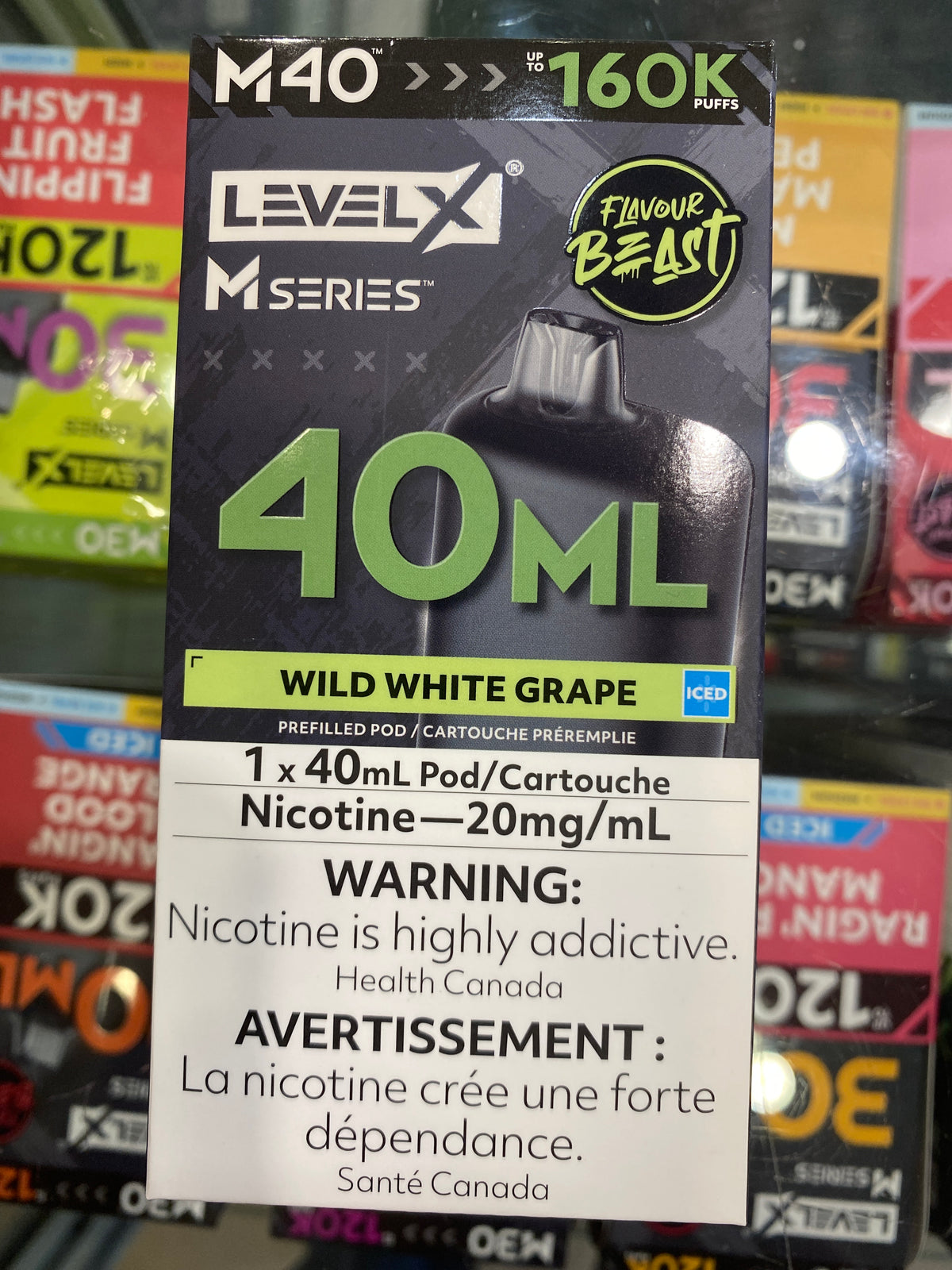 Level X Flavour Beast M Series Pod 40ml Wild White Grape Iced – front view
