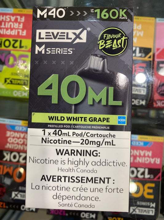 Level X Flavour Beast M Series Pod 40ml Wild White Grape Iced – front view
