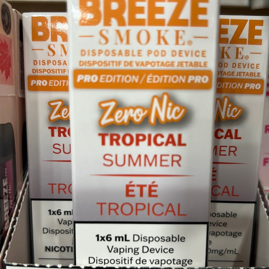 Breeze Smoke Pro Disposable Tropical Summer Zero Nic 6ml