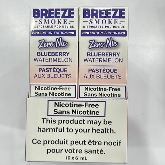 Breeze Smoke Pro Disposable Blueberry Watermelon Zero Nic 6ml