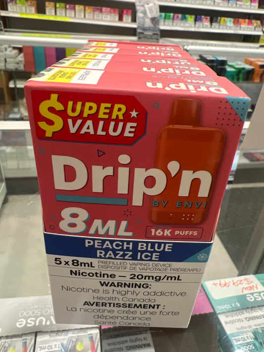 Drip’n By Envi Disposable 16K Peach Blue Razz Ice ONT