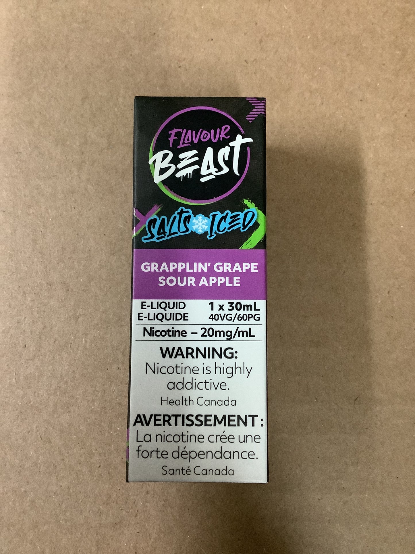 Flavour Beast Salts Grapplin Grape Sour Apple Iced ONT