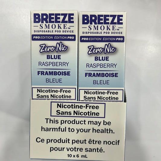 Breeze Smoke Pro Disposable Blue Raspberry Zero Nic 6ml