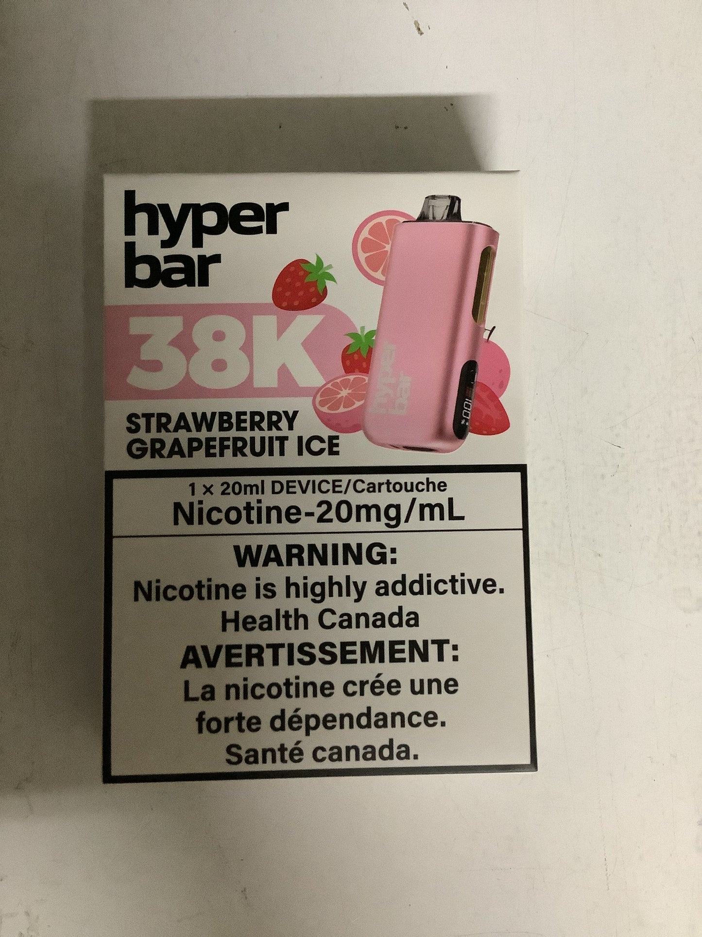 Hyper Bar 38K Disposable Strawberry Grapefruit Ice ONT