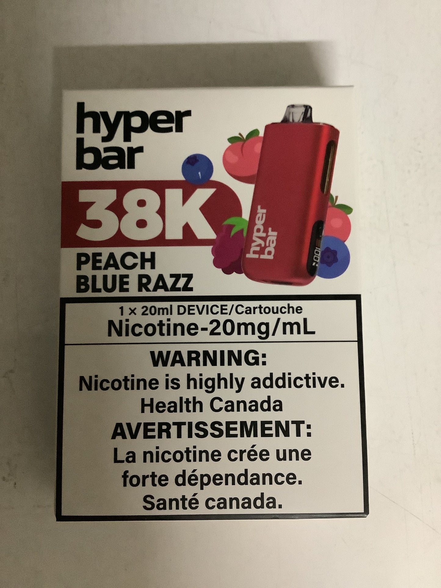 Hyper Bar 38K Disposable Peach Blue Razz ONT