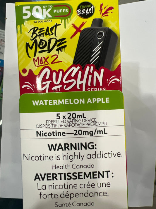 Flavour Beast Disposable Gushin Mode Max 2 50K Watermelon Apple ONT