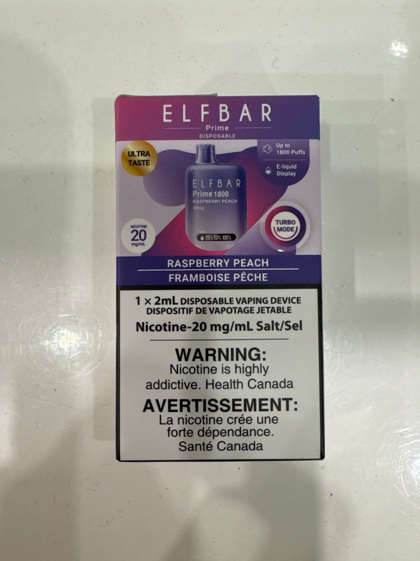 ELF BAR Disposable Prime 1800 Raspberry Peach ONT