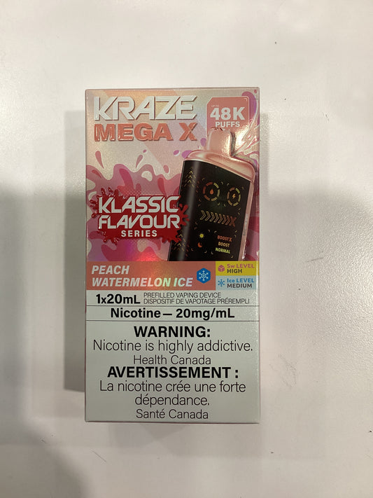Kraze Mega X 48K Disposable Peach Watermelon Ice