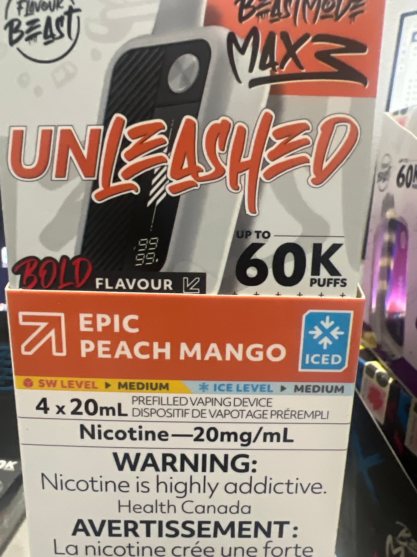 Flavour Beast Disposable Mode Max 3 60K Unleashed Epic Peach Mango ONT