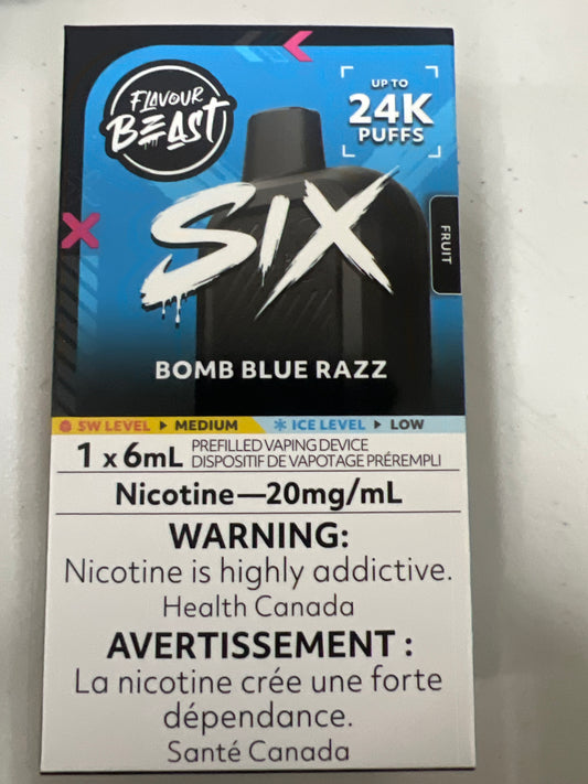 Flavour Beast Six 24K Disposable Bomb Blue Razz