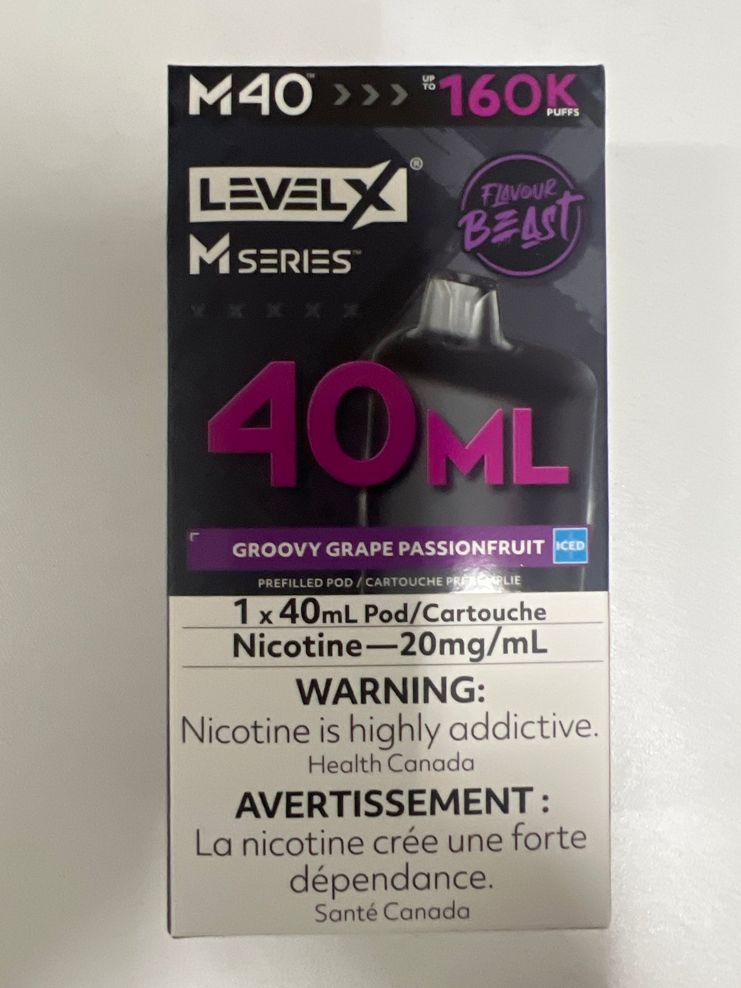 Level X Flavour Beast M Series Pod 40ml Groovy Grape Passionfruit Iced