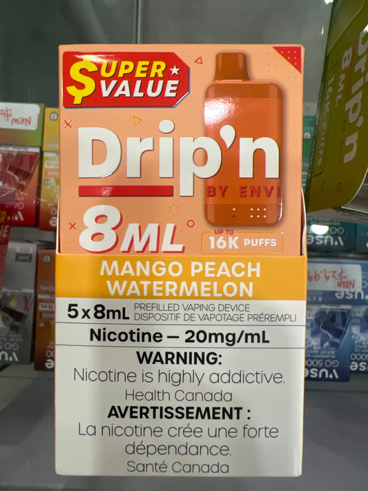 Drip’n By Envi Disposable 16K Mango Peach Watermelon ONT
