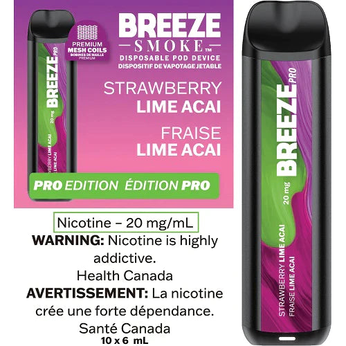 Breeze Smoke Pro Disposable Strawberry Lime Acai 6ml