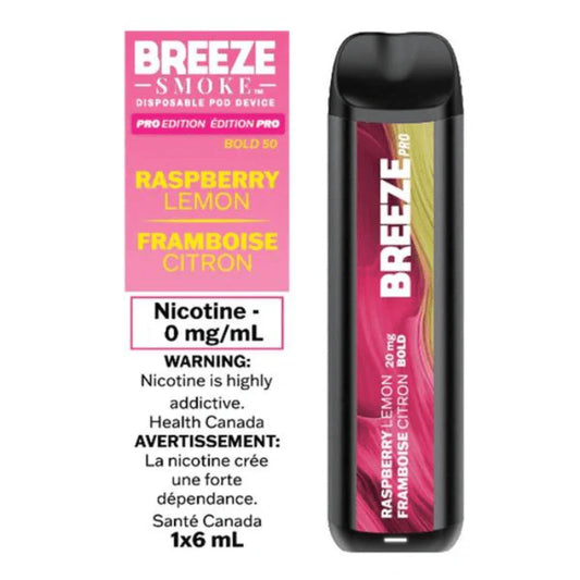 Breeze Smoke Pro Disposable Raspberry Lemon Nic Free 6ml ONT