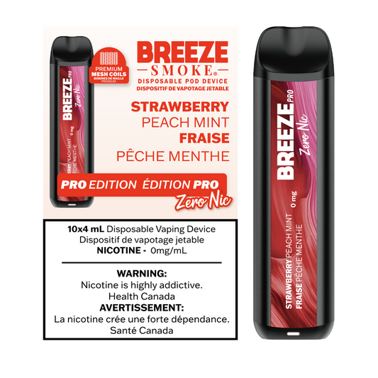 Breeze Smoke Pro Disposable Strawberry Peach Mint Nic Free 6ml ONT