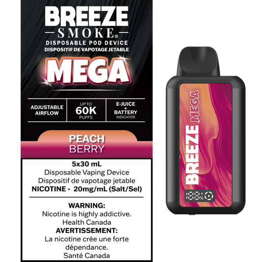 Breeze Mega 60K Disposable Peach Berry