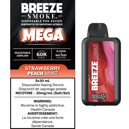 Breeze Mega 60K Disposable Strawberry Peach Mint