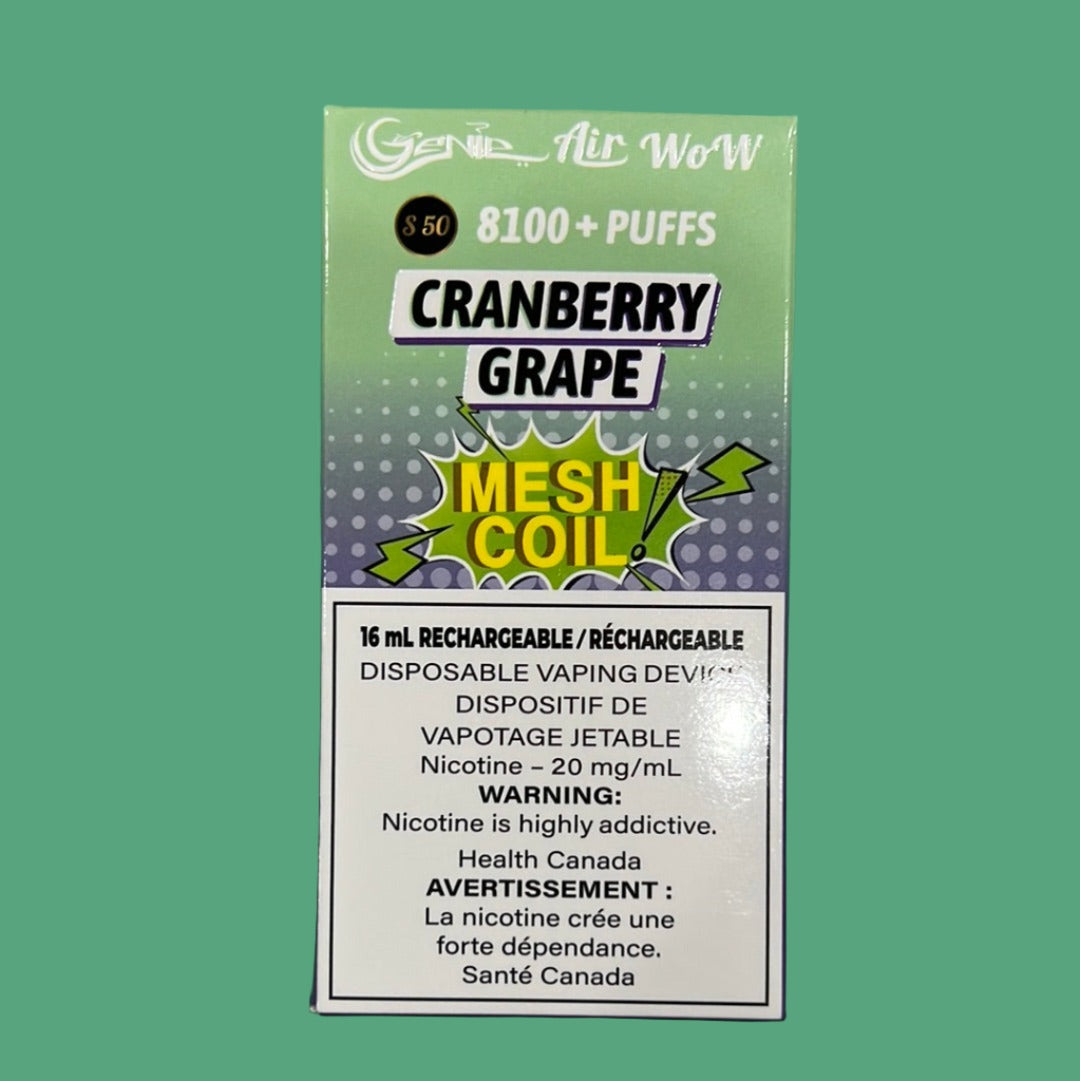 Genie Air Wow 8100 Disposable Cranberry Grape