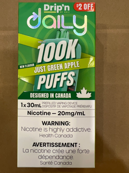 Drip’n By Envi Disposable Daily 100K Just Green Apple