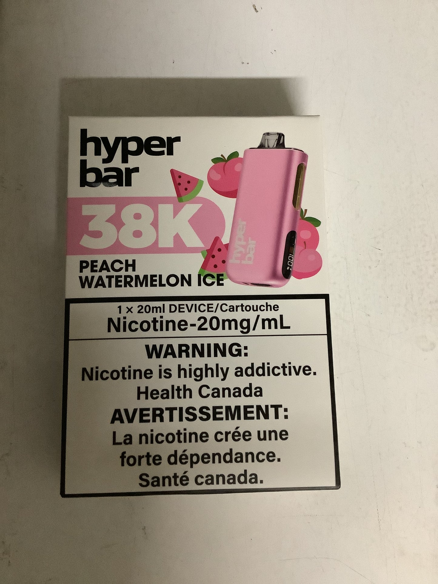 Hyper Bar 38K Disposable Peach Watermelon Ice ONT