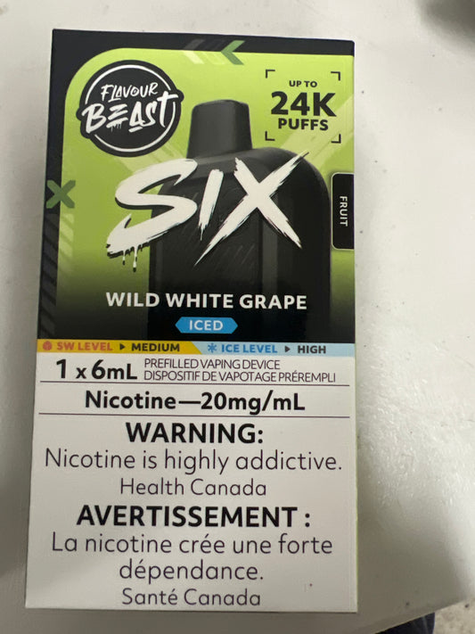 Flavour Beast Six 24K Disposable Wild White Grape Iced
