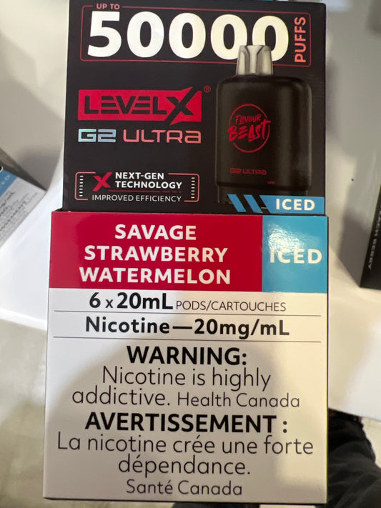 Flavour Beast G2 Ultra Level X PODS Savage Strawberry Watermelon Iced ONT