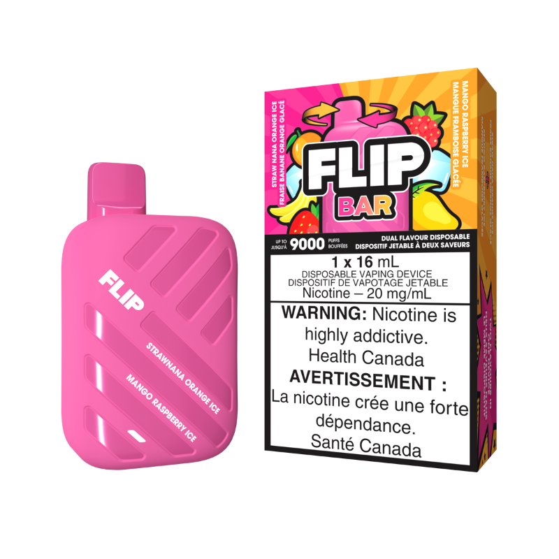 Flip Bar Dual Flavour Disposable Straw Nana Orange Ice/Mango Raspberry Ice