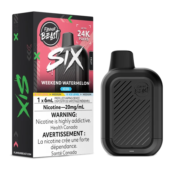 Flavour Beast Six 24K Disposable Weekend Watermelon Iced
