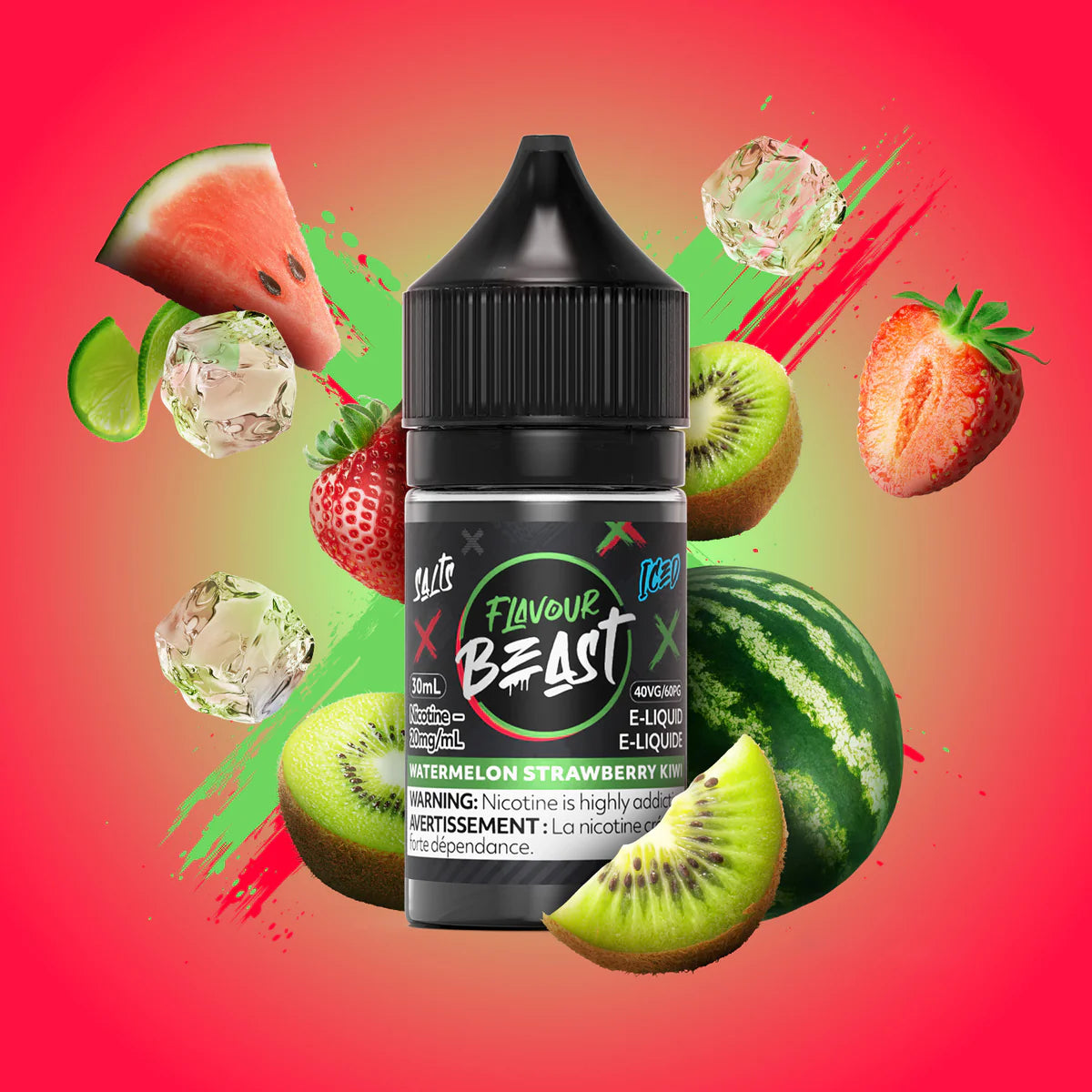 Flavour Beast Salts Watermelon Strawberry Kiwi Iced ONT