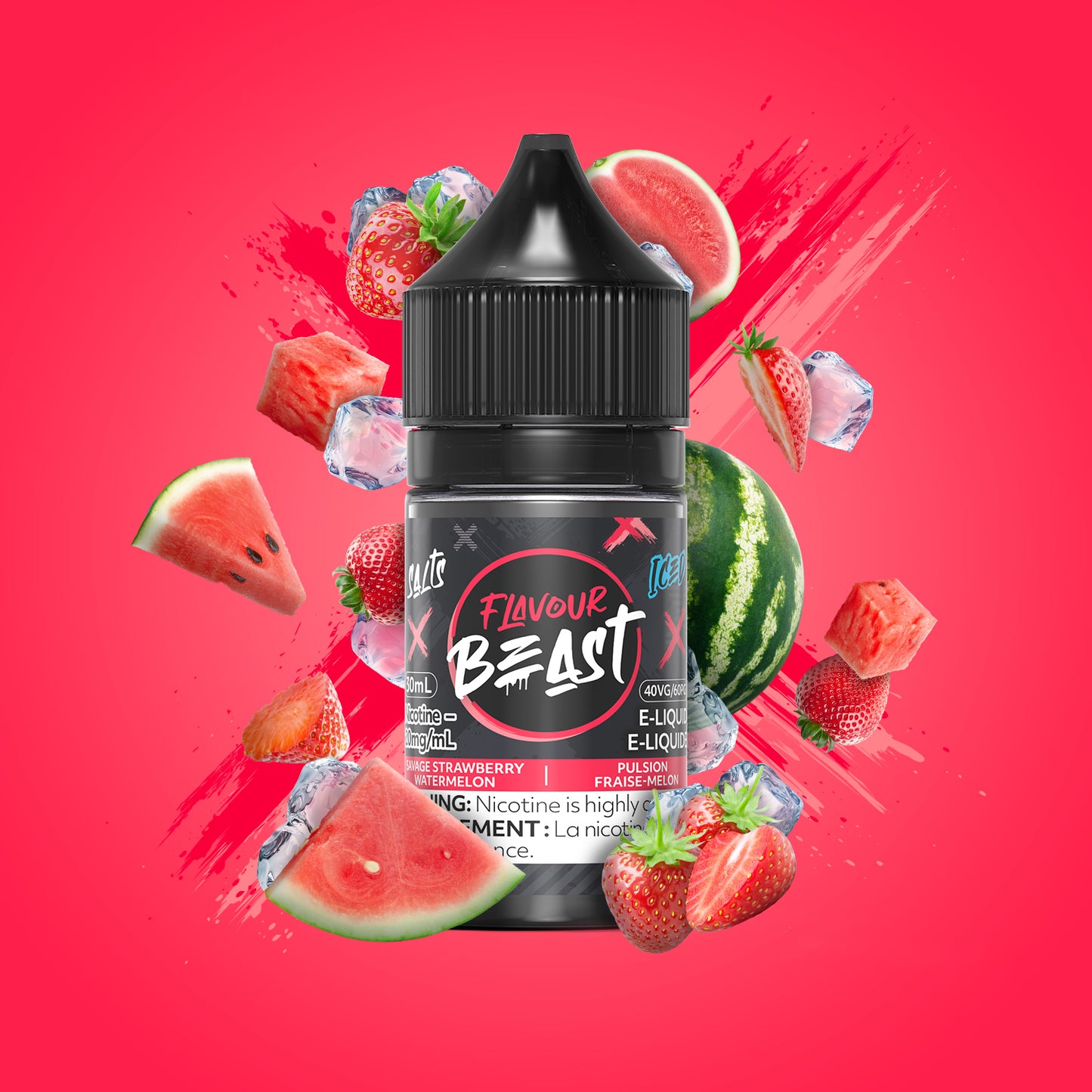 Flavour Beast Salts Savage Strawberry Watermelon Iced