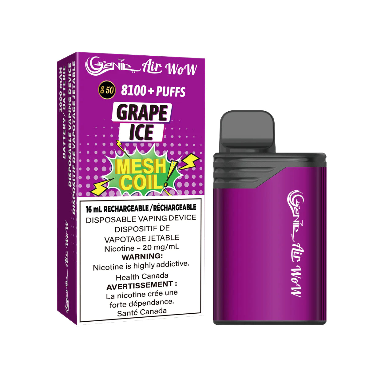 Genie Air Wow 8100 Disposable Grape Ice