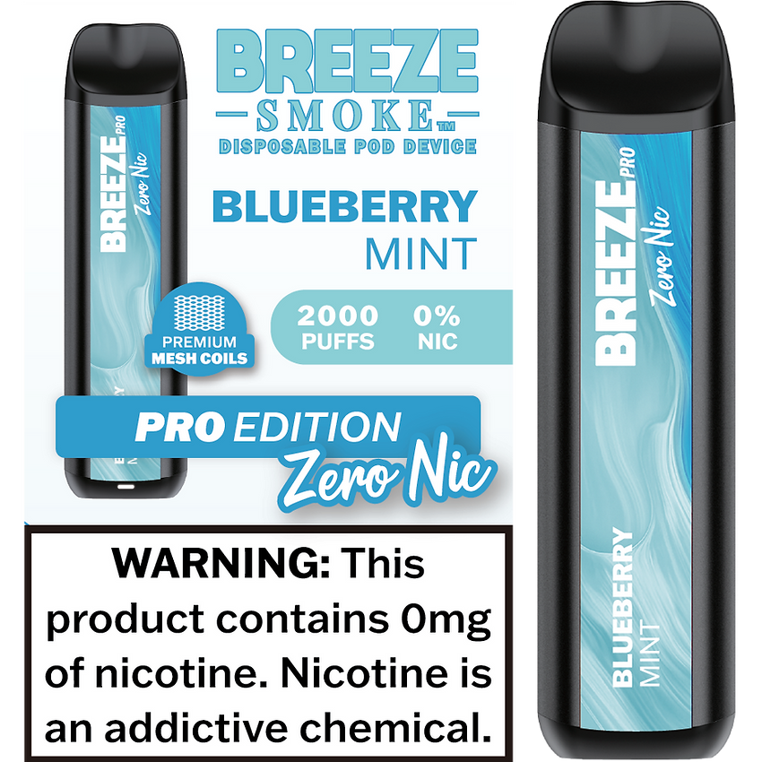 Breeze Smoke Pro Disposable Blueberry Mint Zero Nic 6ml