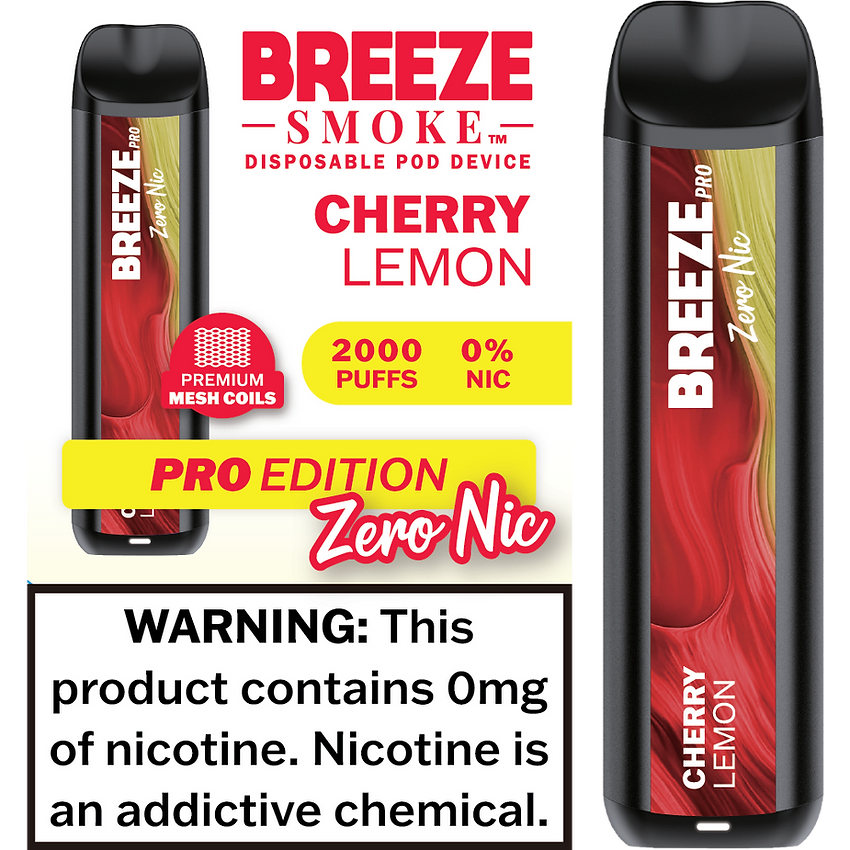 Breeze Smoke Pro Disposable Cherry Lemon Zero Nic 6ml