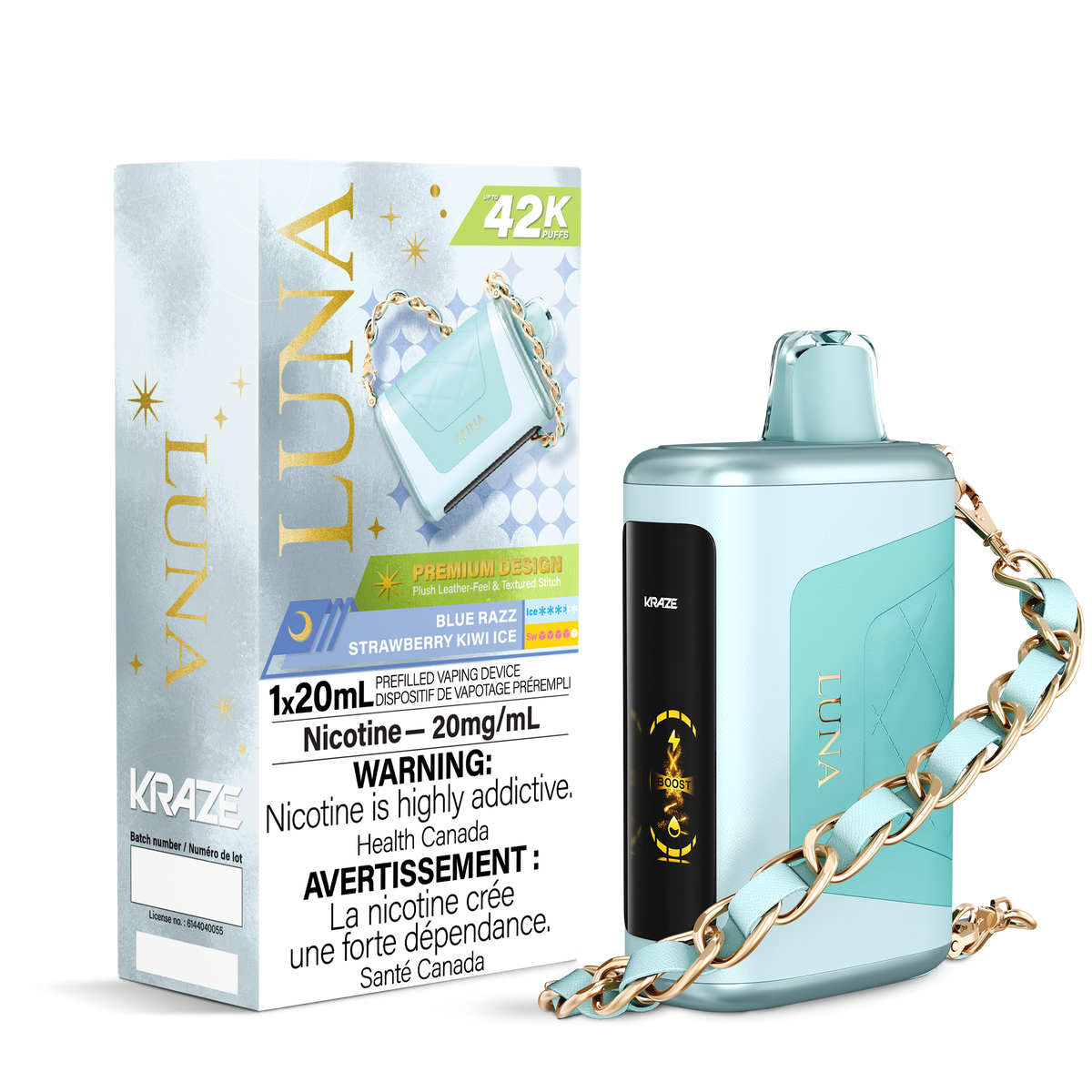 Kraze Luna 42K Disposable Blue Razz Strawberry Kiwi Ice ONT