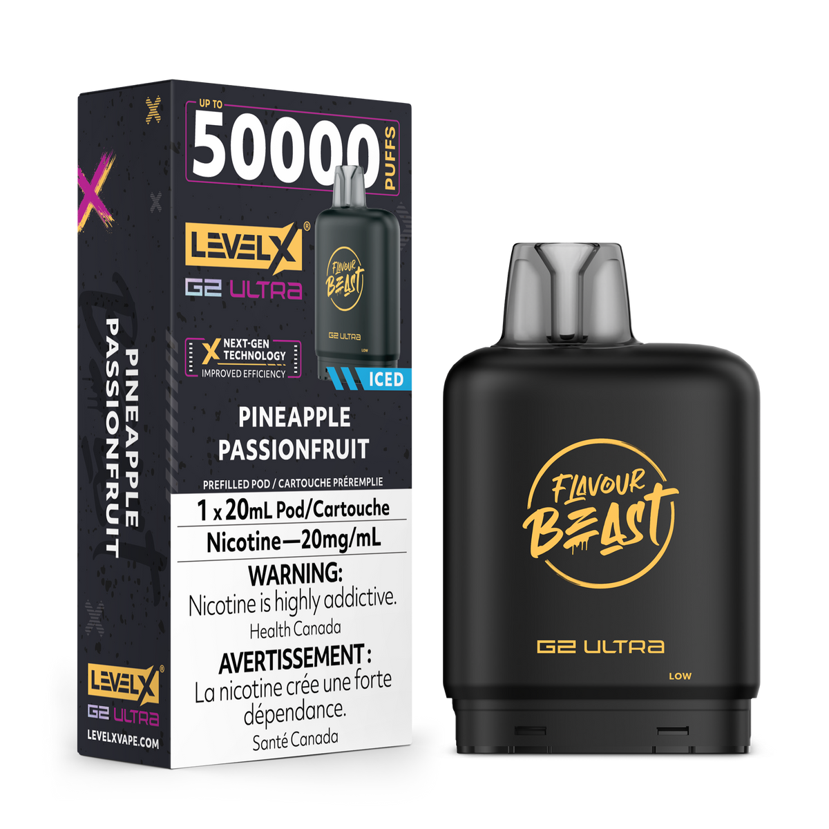 Flavour Beast G2 Ultra Level X PODS Pineapple Passionfruit Iced ONT