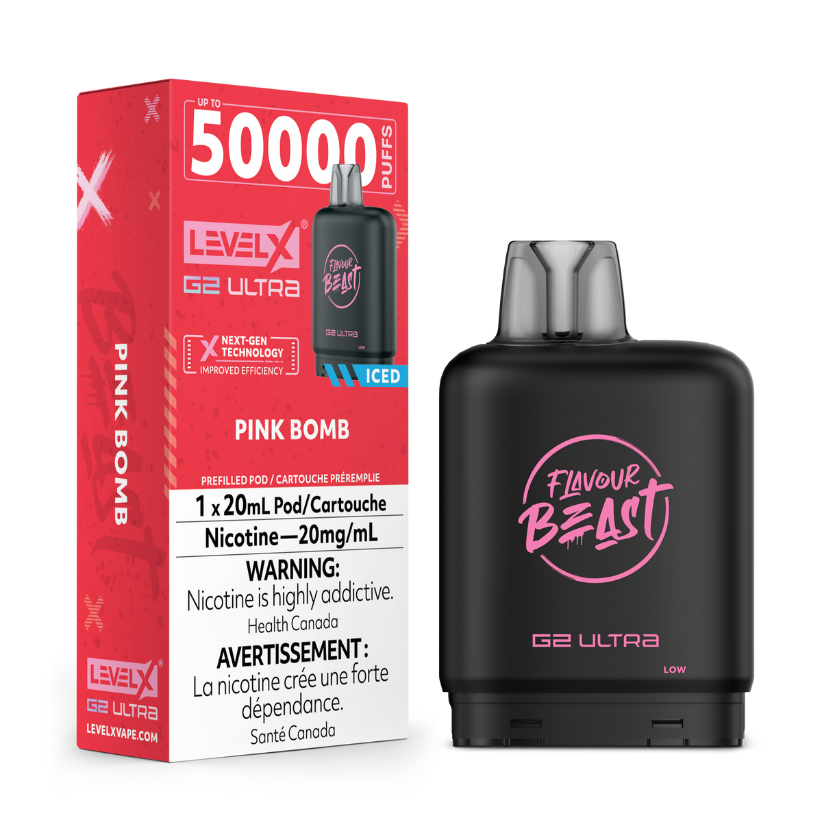 Flavour Beast G2 Ultra Level X PODS Pink Bomb Iced ONT