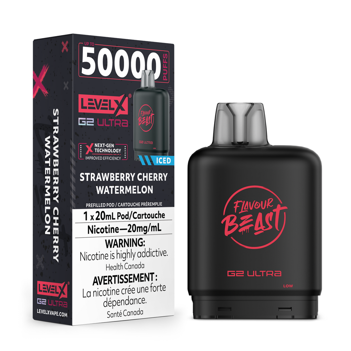Flavour Beast G2 Ultra Level X PODS Strawberry Cherry Watermelon Iced ONT