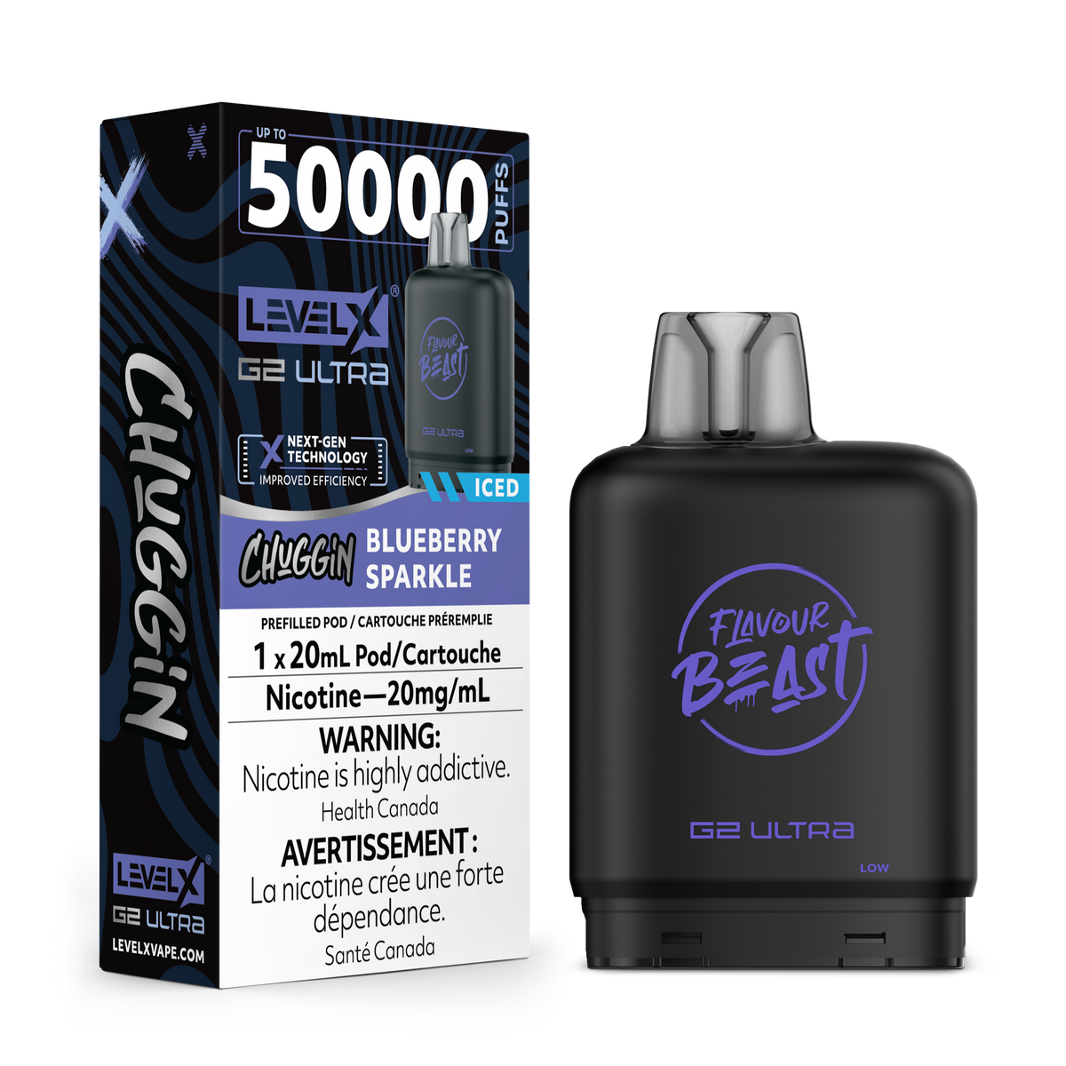 Flavour Beast G2 Ultra Level X PODS Chuggin Blueberry Fizz ONT