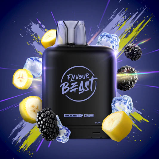 Flavour Beast Boost Level X PODS Blazin’ Banana Blackberry Iced ONT