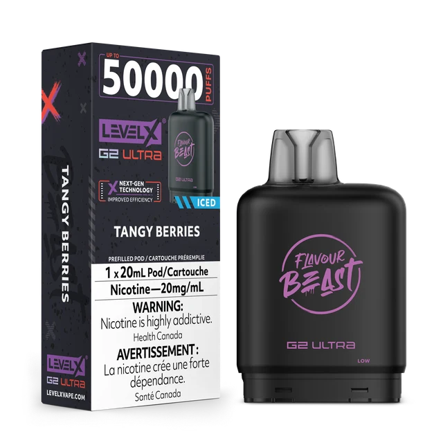 Flavour Beast G2 Ultra Level X PODS Tangy Berries Iced flavour pod pack for Level X device.

