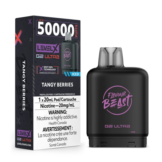 Flavour Beast G2 Ultra Level X PODS Tangy Berries Iced flavour pod pack for Level X device.

