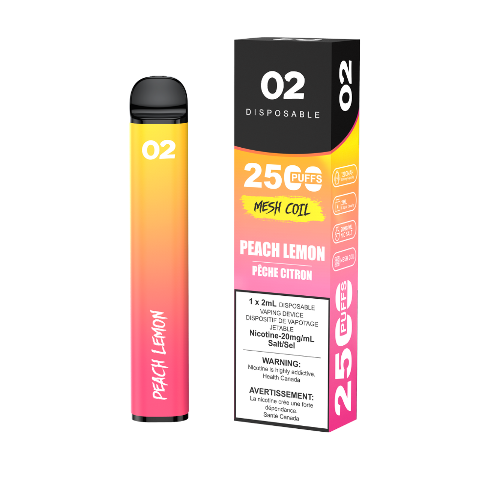 O2 Disposable 2500 Peach Lemon