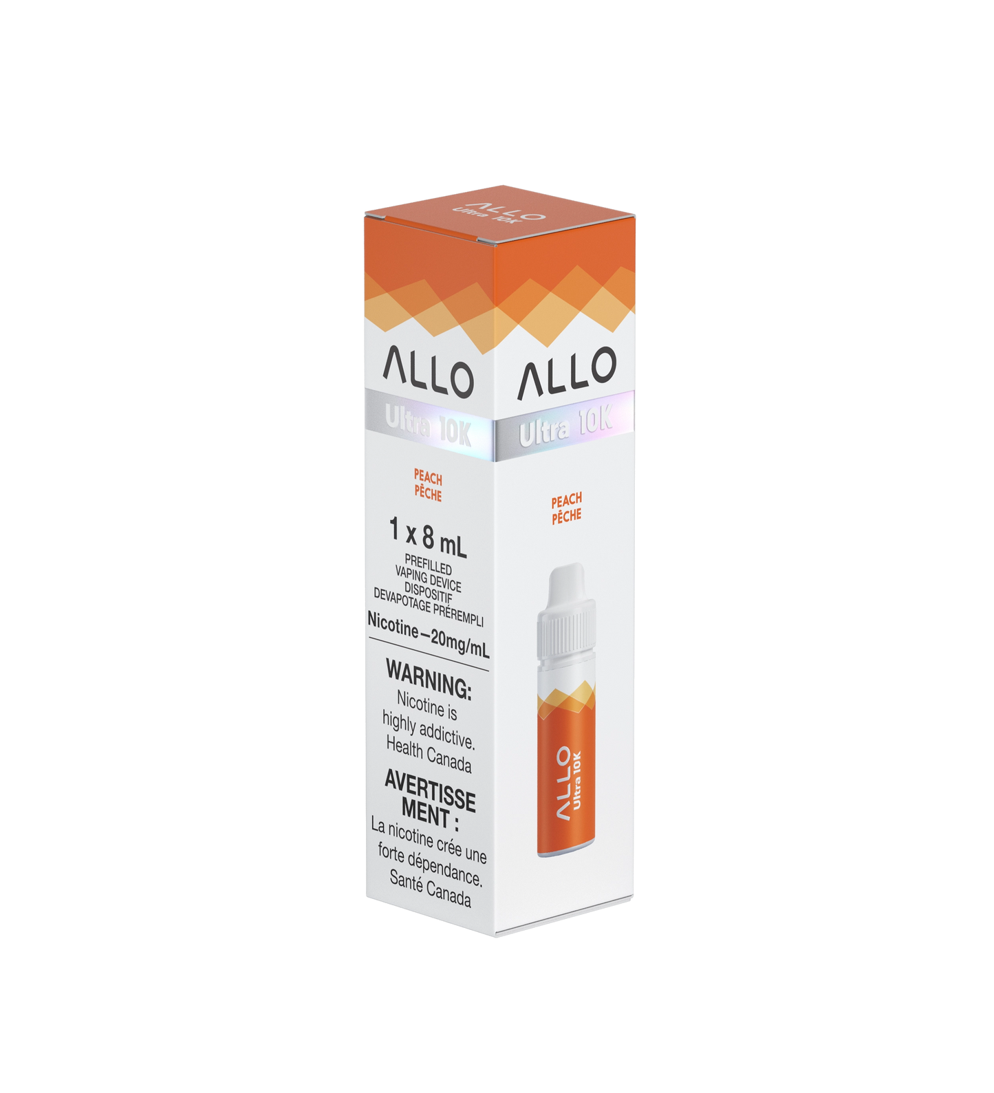 Allo Ultra 10K Hybrid Disposable Peach Vaping Device Kit ONT