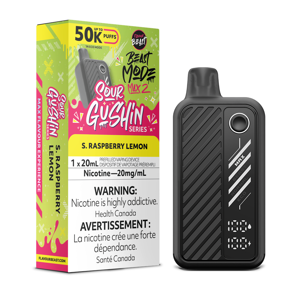 Flavour Beast Disposable Sour Gushin Mode Max 2 50K S. Raspberry Lemon ONT