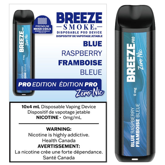 Breeze Smoke Pro Disposable Blue Raspberry Nic Free 4ml ONT